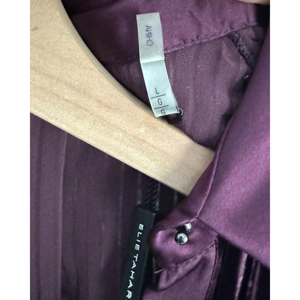 Elie Tahari Purple Burnout Velvet Silk Blend Stripe Blouse E91VJ509 NWT - Picture 7 of 8
